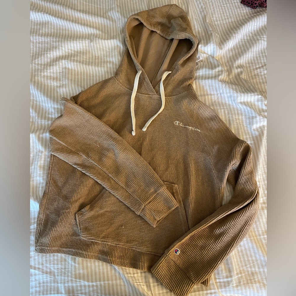 Champion Cropped Tan Hoodie